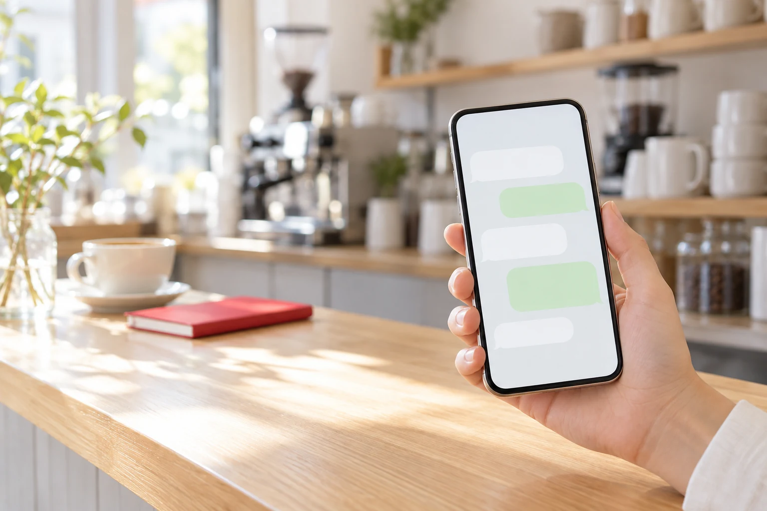 スマートフォンの連絡を確かめる手元